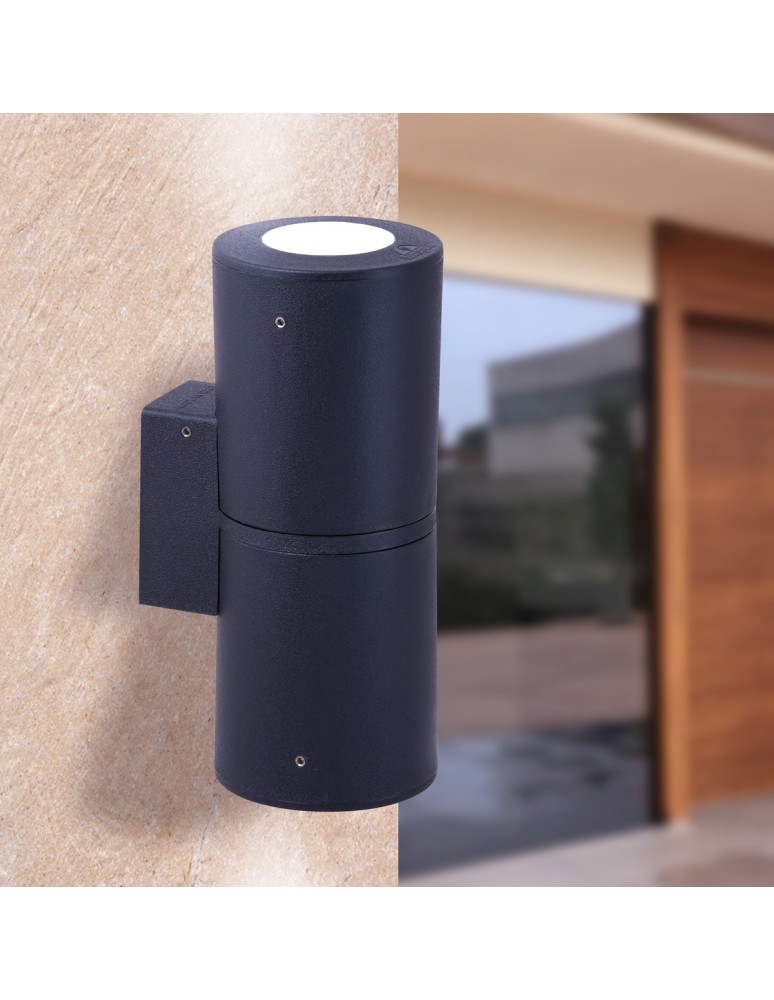 Kinkiety zewnętrzne - Fumagalli Zewnetrzna Latarnia naścienna Franca - 2 źródła światłaxGU10 czarna (FMG-FRANCA90-2LT-BLK) - product kolory-swiatla.pl 2