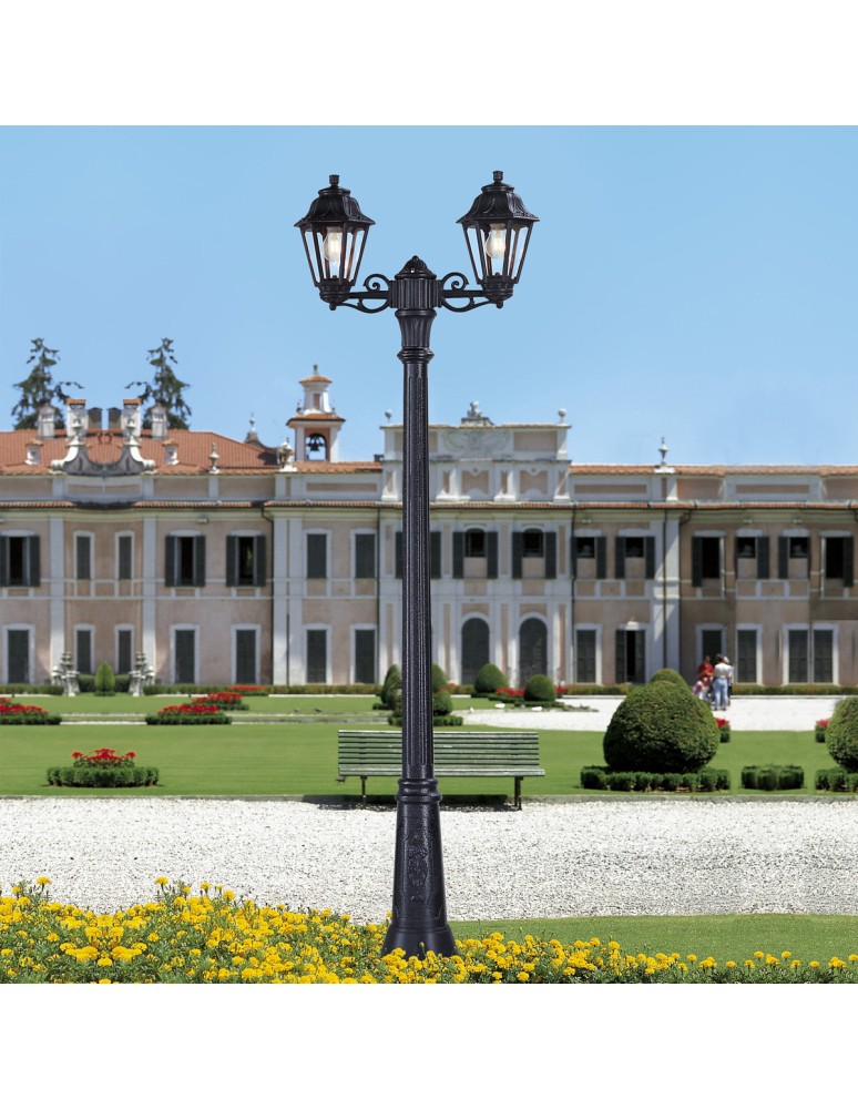 Lampy zewnętrzne latarnie - Fumagalli Zewnetrzna Latarnia stojąca Gigi - 2 źródła światła E27 czarna (FMG-GIGI-ANNA-2L-BLK) - product kolory-swiatla.pl 2