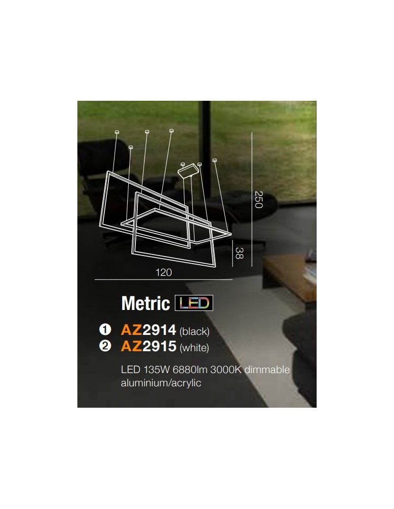 Azzardo METRIC BLACK 1xLED Wisząca Czarny AZ2914