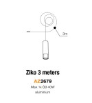 Lampy wiszące - Azzardo ZIKO G9 3 METERS BLACK 1xG9 Przewód z Oprawką bez Bazy Sufitowej Czarny AZ2679 - product 2