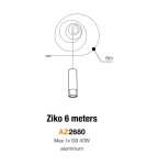 Lampy wiszące - Azzardo ZIKO G9 6 METERS BLACK 1xG9 Przewód z Oprawką bez Bazy Sufitowej Czarny AZ2680 - produkt 2