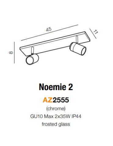 Azzardo NOEMIE 2 2xGU10 Sufitowa i Ścienna Chrom IP44 AZ2555 - produkt 2
