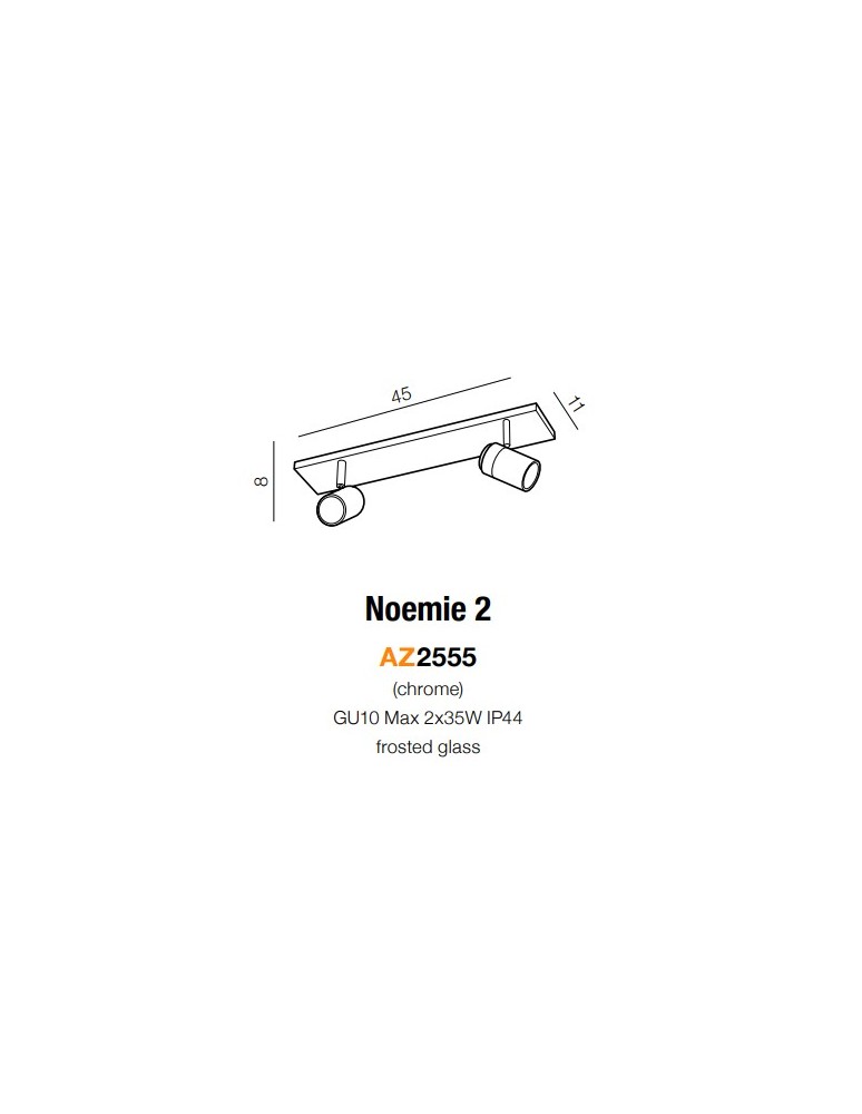 Kinkiety łazienkowe - Azzardo NOEMIE 2 2xGU10 Sufitowa i Ścienna Chrom IP44 AZ2555 - product kolory-swiatla.pl 2