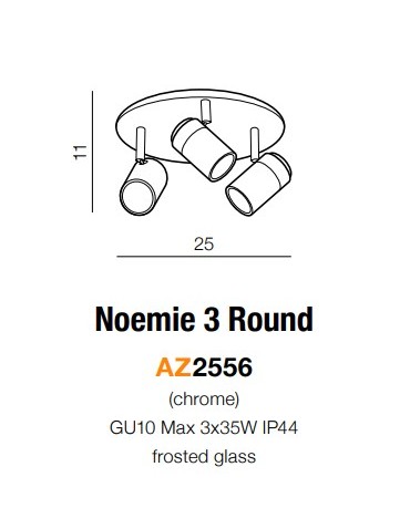 Azzardo NOEMIE 3 ROUND 3xGU10 Sufitowa Chrom IP44 AZ2556 - produkt 2
