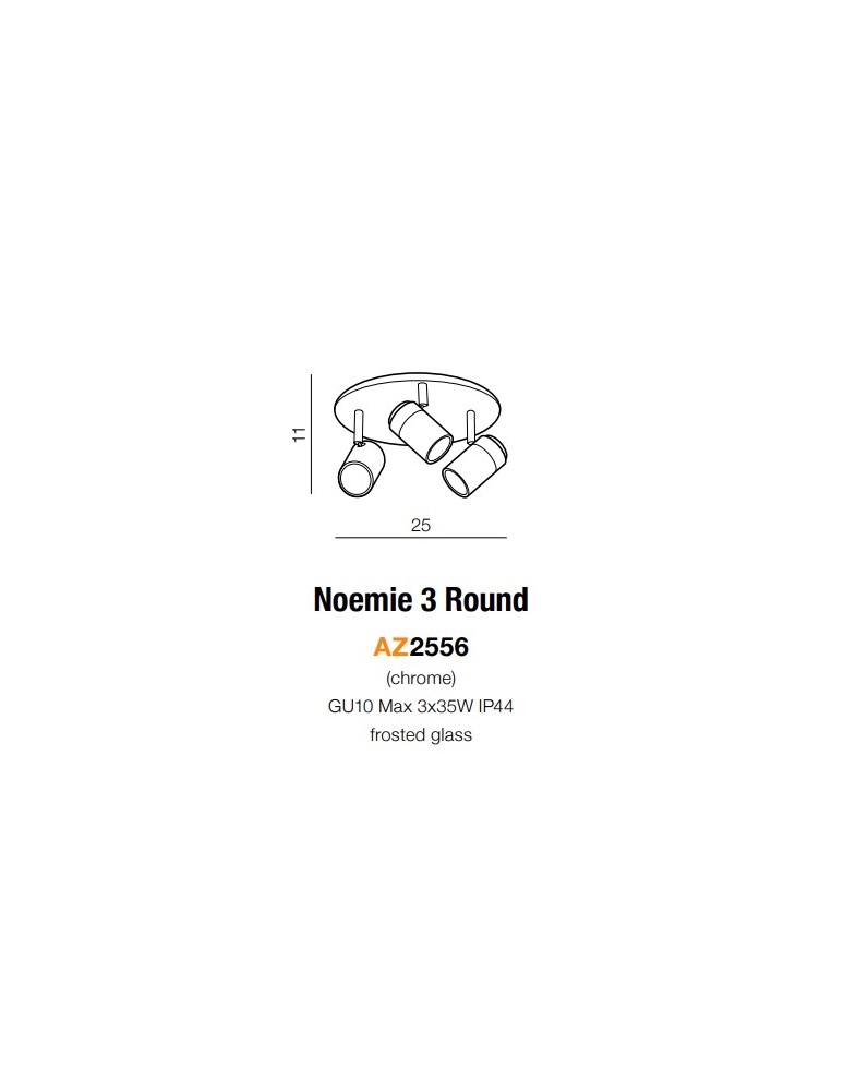 Lampy sufitowe łazienkowe - Azzardo NOEMIE 3 ROUND 3xGU10 Sufitowa Chrom IP44 AZ2556 - product kolory-swiatla.pl 2