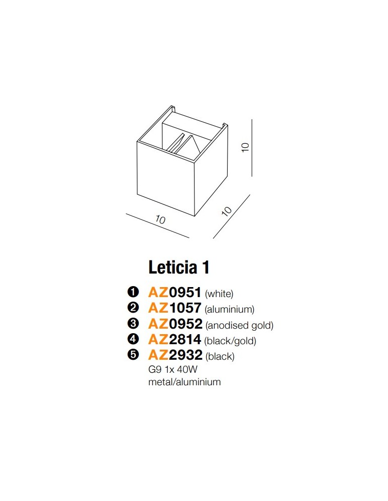 Kinkiety nowoczesne - Azzardo LETICIA BLACK 1xG9 Ścienna Czarny AZ2932 - product kolory-swiatla.pl 3