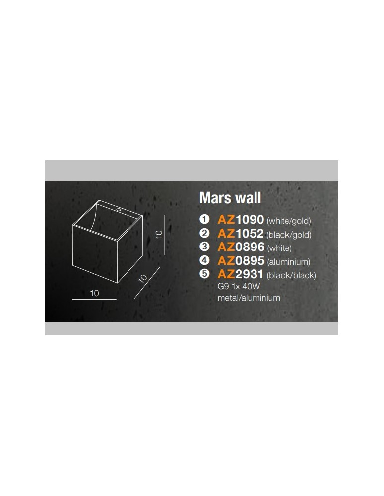 Kinkiety minimalistyczne - Azzardo MARS BLACK 1xG9 Ścienna Czarny AZ2931 - product kolory-swiatla.pl 3