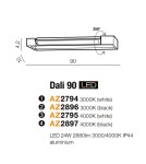 Kinkiety łazienkowe - Azzardo DALI 90 3000K BLACK 1xLED Ścienna Czarny IP44 AZ2896 - produkt 2