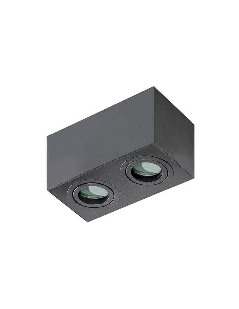 Oprawy sufitowe hermetyczne - Azzardo BRANT 2 SQUARE IP44 BLACK 2xGU10 Natynkowa Czarny IP44 AZ2879 - produkt kolory-swiatla.pl 1