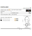 Lampy sufitowe reflektory - Azzardo COSTA ARM BLACK 1xLED Reflektor Sufitowy Czarny AZ2702 - product 3