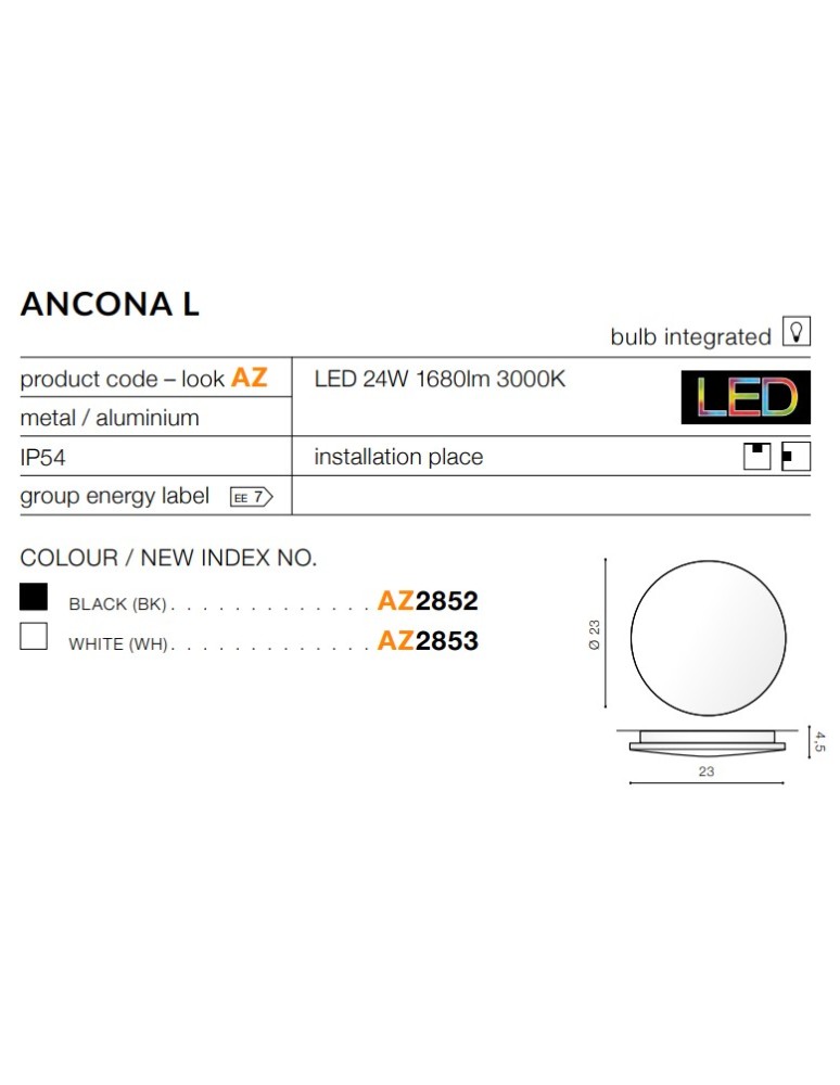 Kinkiety - Azzardo ANCONA L WHITE 1xLED Ścienna Biały IP54 AZ2853 - product kolory-swiatla.pl 3