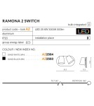 Kinkiety - Azzardo RAMONA 2 SWITCH BLACK 2xLED Ścienna Czarny AZ2563 - product 2