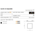Lampy wpuszczane z kloszem hermetyczne - Azzardo SLIM 15 SQUARE 3000K IP44 WHITE 1xLED Wpuszczana Biały IP44 AZ2837 - product 3