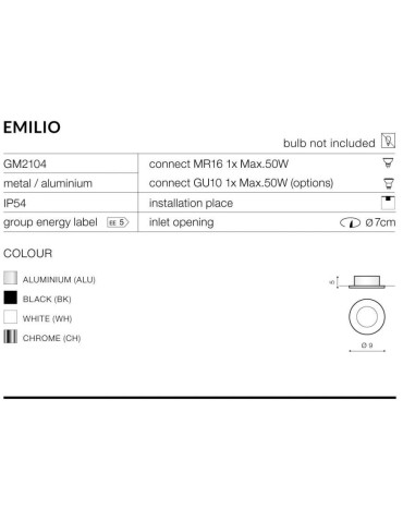 Azzardo EMILIO 1 WHITE 1xGU10 Wpuszczana Biały IP54 AZ0871 - produkt 2