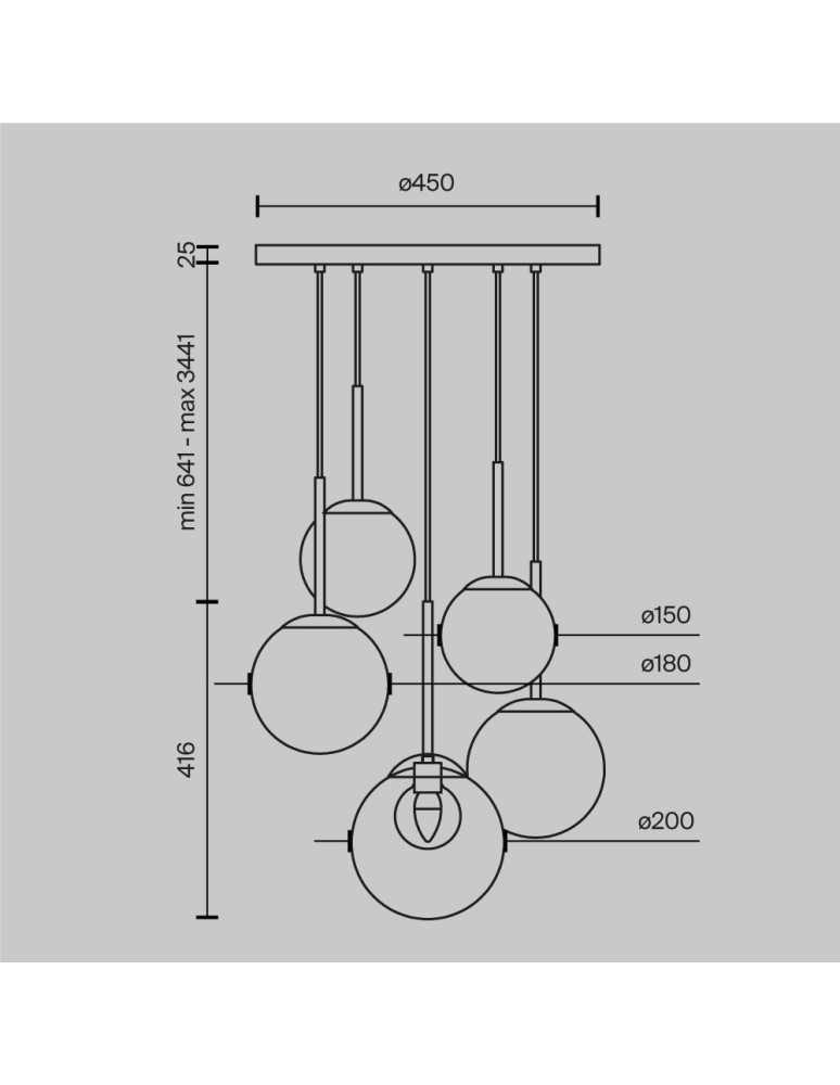 Maytoni Basic form Lampa Wisząca Szklana 5xG9 20W Złoty MOD521PL-05G