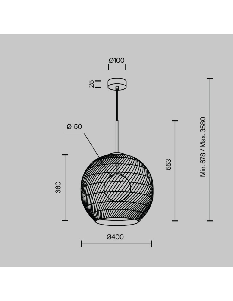 Lampy wiszące - Maytoni Cane Lampa Wisząca 1xG9 28W Czarny MOD204PL-01BG - product kolory-swiatla.pl 3