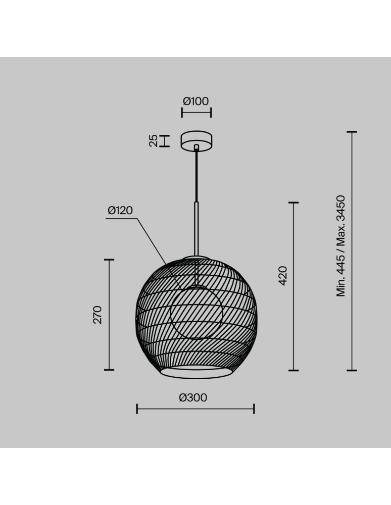 Lampy wiszące - Maytoni Cane Lampa Wisząca 1xG9 28W Czarny MOD204PL-01BG1 - product kolory-swiatla.pl 3