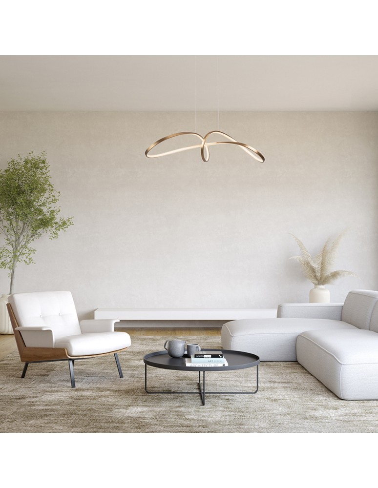 Maytoni Curve Lampa Wisząca Nowoczesna LED 42W 2800lm 4000K Złoty MOD156PL-L52G4K Maytoni Curve Lampa Wisząca Nowoczesna LED 42W 2800lm 4000K Złoty MOD156PL-L52G4K