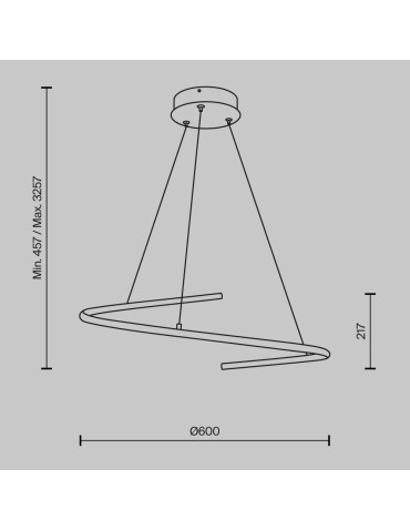 Maytoni Curve Lampa Wisząca Nowoczesna LED 31W 1600lm Czarny MOD242PL-L33BK - produkt 2