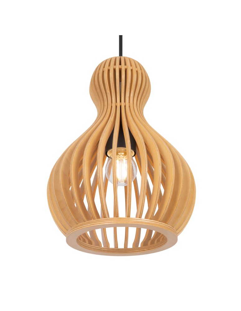 Maytoni Roots Lampa Wisząca Drewniana 1xE27 40W Czarny MOD192PL-01W