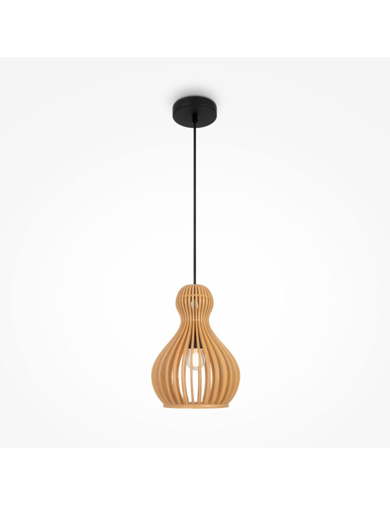 Maytoni Roots Lampa Wisząca Drewniana 1xE27 40W Czarny MOD192PL-01W