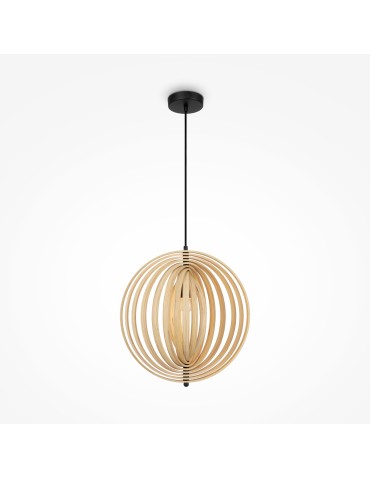 Maytoni Roots Lampa Wisząca Drewniana 1xE27 40W Czarny MOD197PL-01W