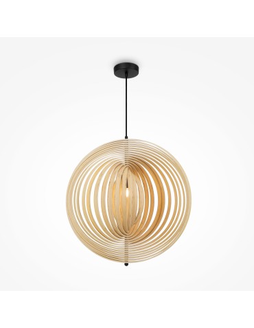 Maytoni Roots Lampa Wisząca Drewniana 1xE27 40W Czarny MOD197PL-01W2
