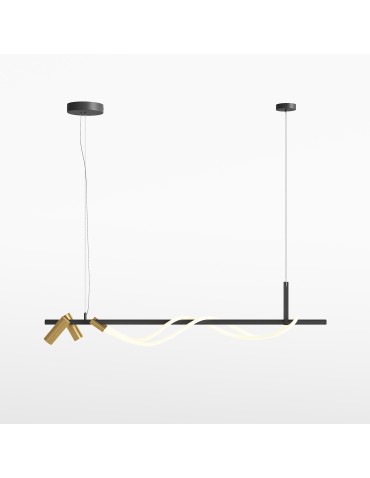 Maytoni Tau Lampa Wisząca LED 30W 1500lm 3000K Czarny, Złoty MOD166PL-L30GB3K
