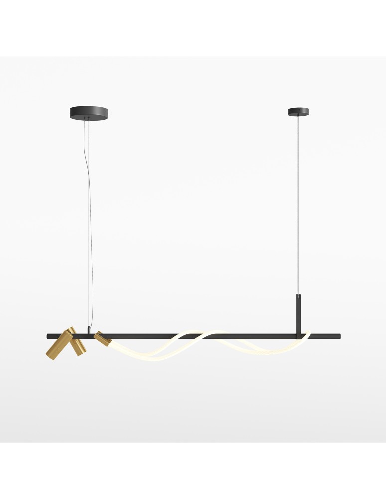 Maytoni Tau Lampa Wisząca LED 30W 1500lm 3000K Czarny, Złoty MOD166PL-L30GB3K Maytoni Tau Lampa Wisząca LED 30W 1500lm 3000K Czarny, Złoty MOD166PL-L30GB3K