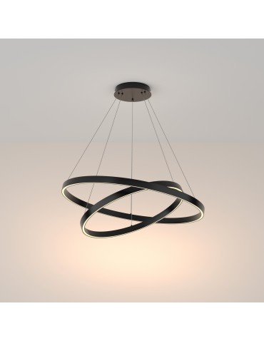 Maytoni Rim Lampa Wisząca Ringi LED 88W 5200lm 3000K Czarny MOD058PL-L74B3K