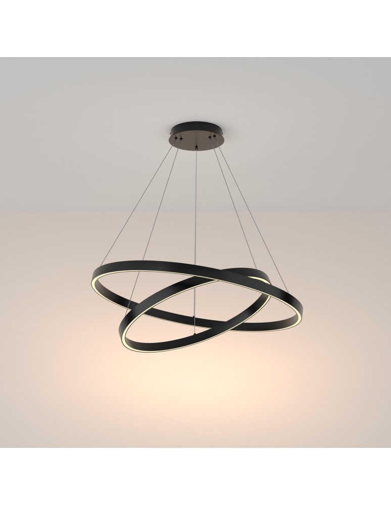 Maytoni Rim Lampa Wisząca Ringi LED 88W 5200lm 3000K Czarny MOD058PL-L74B3K Maytoni Rim Lampa Wisząca Ringi LED 88W 5200lm 3000K Czarny MOD058PL-L74B3K