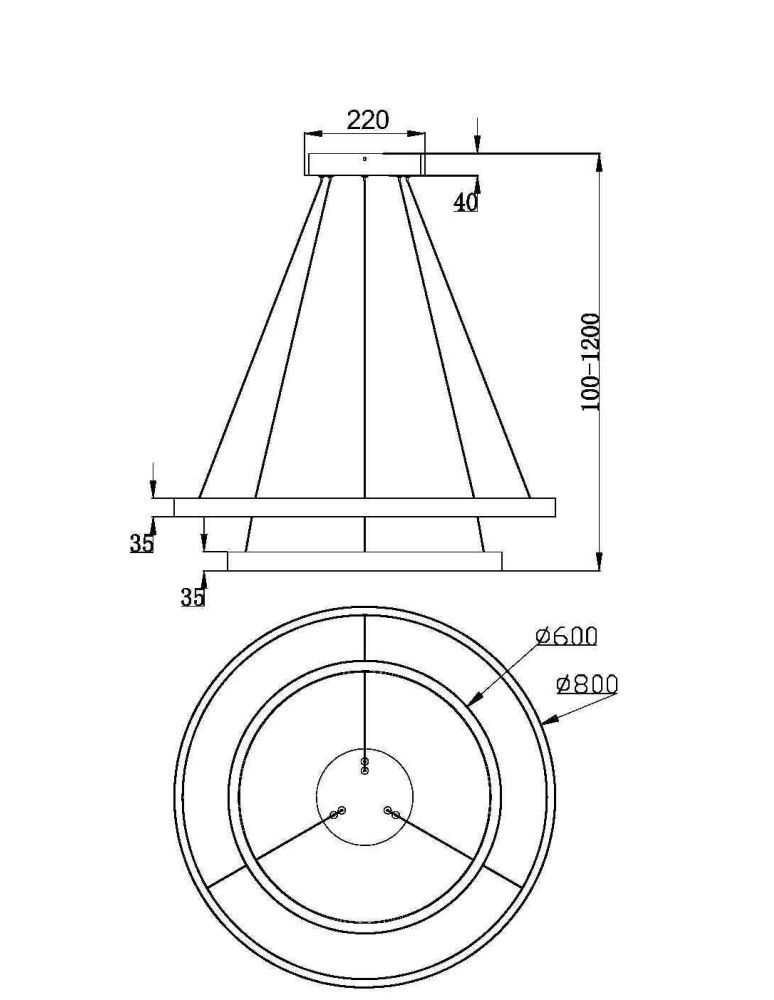 Maytoni Rim Lampa Wisząca Ringi LED 88W 5200lm 3000K Czarny MOD058PL-L74B3K Maytoni Rim Lampa Wisząca Ringi LED 88W 5200lm 3000K Czarny MOD058PL-L74B3K