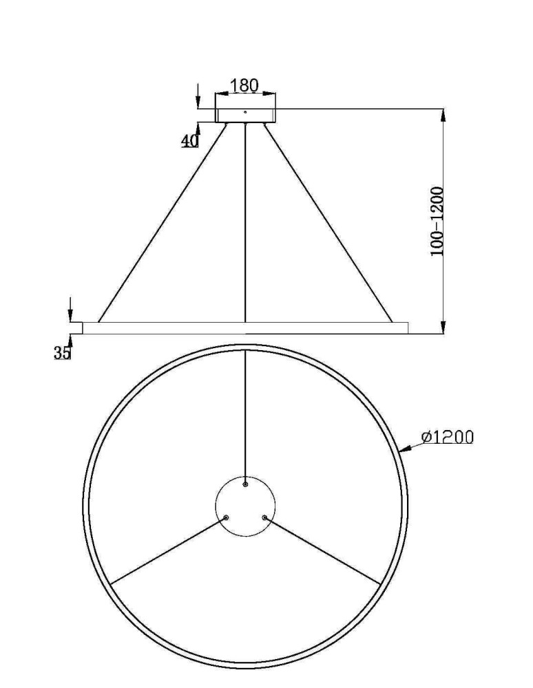 Maytoni Rim Lampa Wisząca Ring LED 81W 2800lm 3000K Czarny MOD058PL-L65B3K