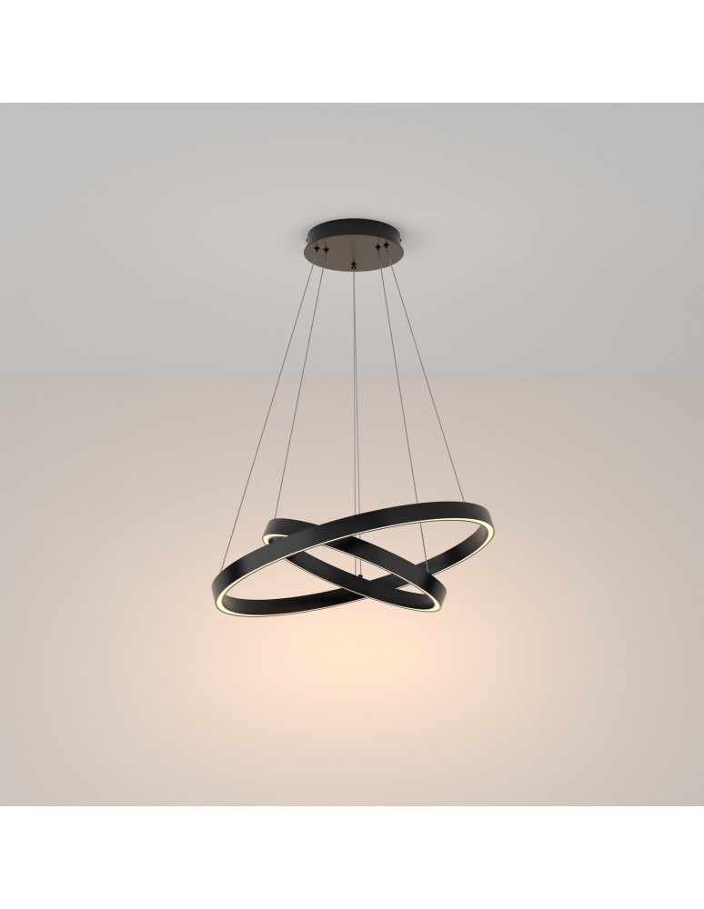 Maytoni Rim Lampa Wisząca Ringi LED 61W 3500lm 3000K Czarny MOD058PL-L55B3K