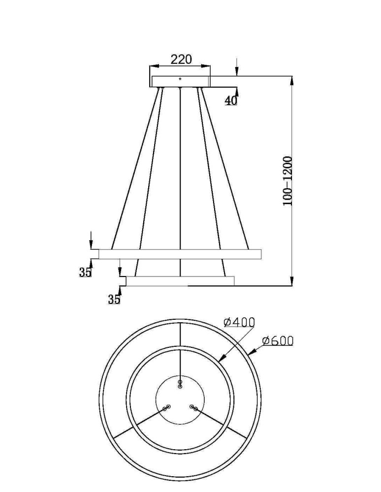 Maytoni Rim Lampa Wisząca Ringi LED 61W 3500lm 3000K Czarny MOD058PL-L55B3K