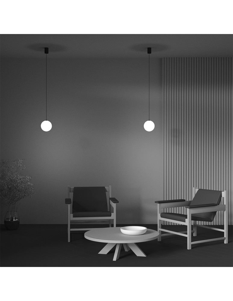 Maytoni Luna Lampa Wisząca Kula LED 5W 300lm 3000K Czarny, Biały P039PL-5W3K-10-B Maytoni Luna Lampa Wisząca Kula LED 5W 300lm 3000K Czarny, Biały P039PL-5W3K-10-B