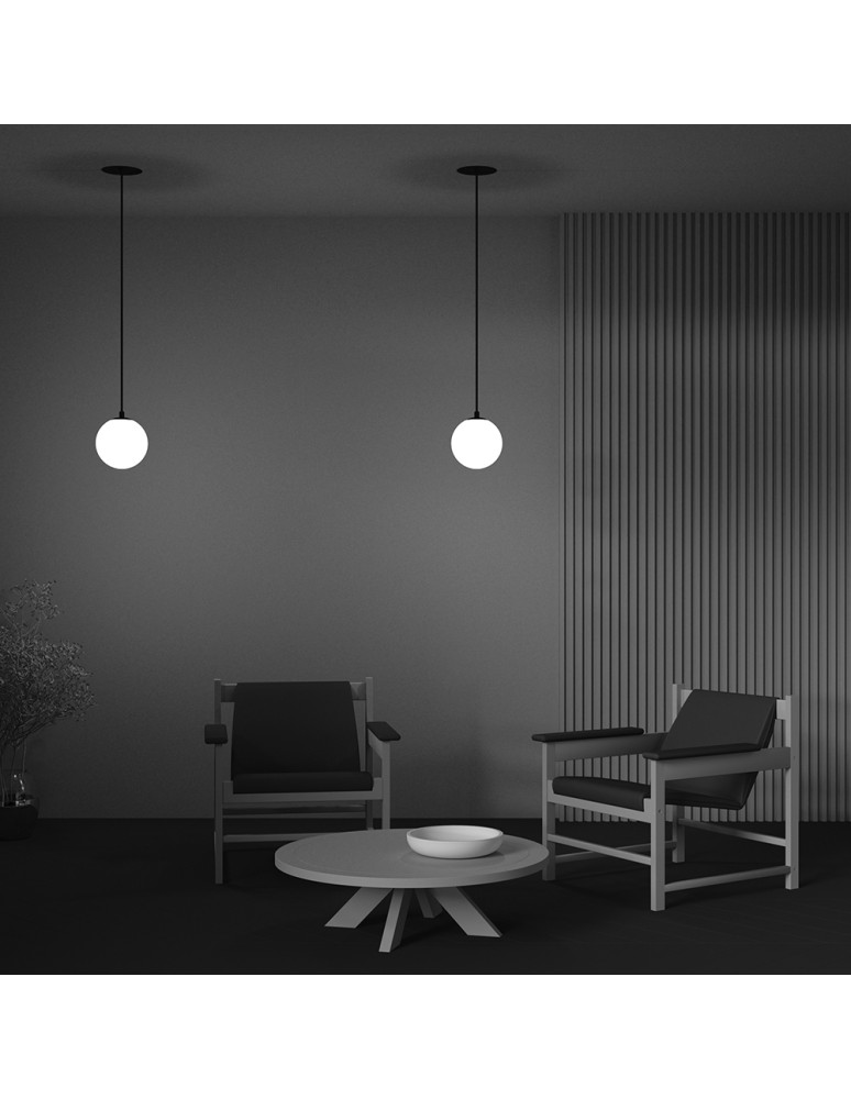 Maytoni Luna Lampa Wisząca Kula LED 5W 310lm 3000K Czarny, Biały P039PL-5W3K-20INS-B