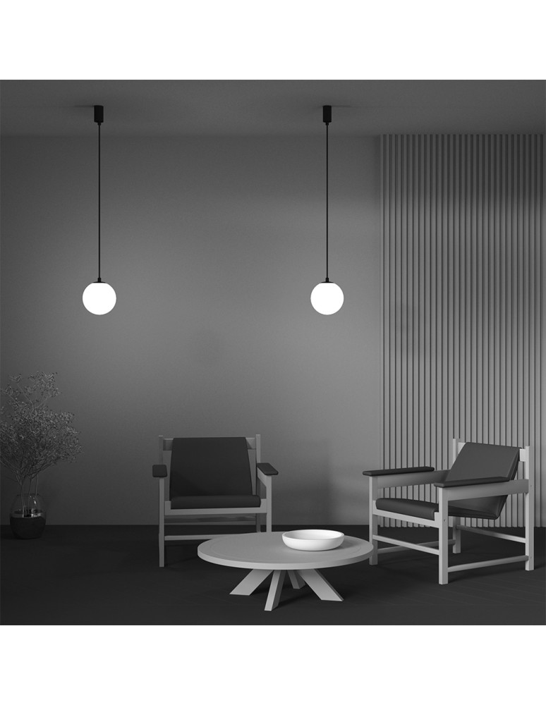 Maytoni Luna Lampa Wisząca Kula LED 5W 350lm 4000K Czarny, Biały P039PL-5W4K-20-B Maytoni Luna Lampa Wisząca Kula LED 5W 350lm 4000K Czarny, Biały P039PL-5W4K-20-B