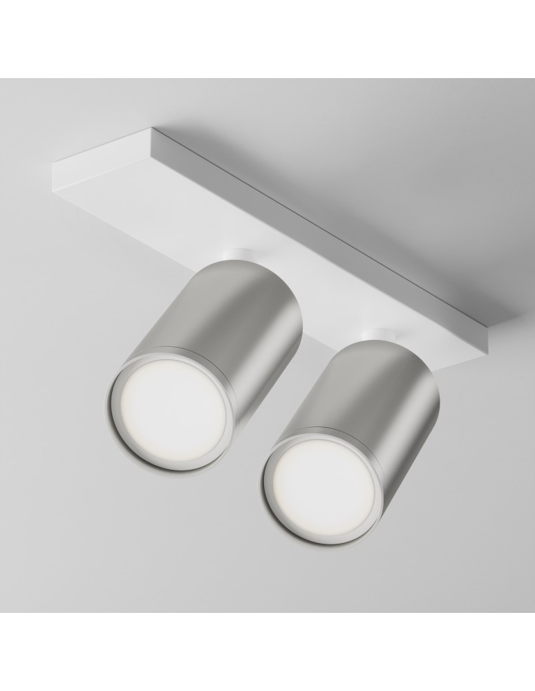 Maytoni FOCUS S Lampa Sufitowa 2xGU10 10W Biały, Srebrny Mat C051CL-U-2WS