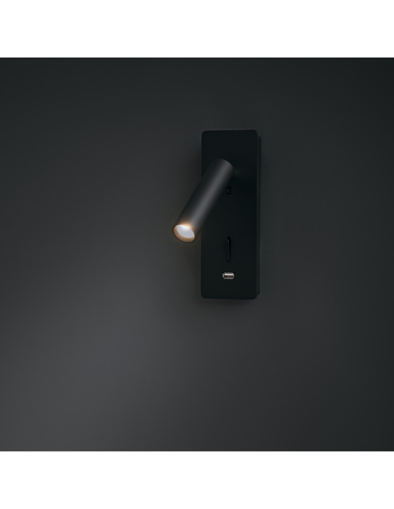 Maytoni Mirax Kinkiet/Ścienna z Włącznikiem Do Czytania LED 3W 200lm 3000K Black C041WL-L3B3K