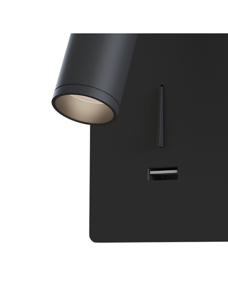 Maytoni Mirax Kinkiet/Ścienna z Włącznikiem Do Czytania LED 3W 200lm 3000K Black C041WL-L3B3K