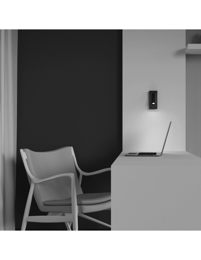 Maytoni Mirax Kinkiet/Ścienna z Włącznikiem Do Czytania LED 3W 200lm 3000K Black C041WL-L3B3K