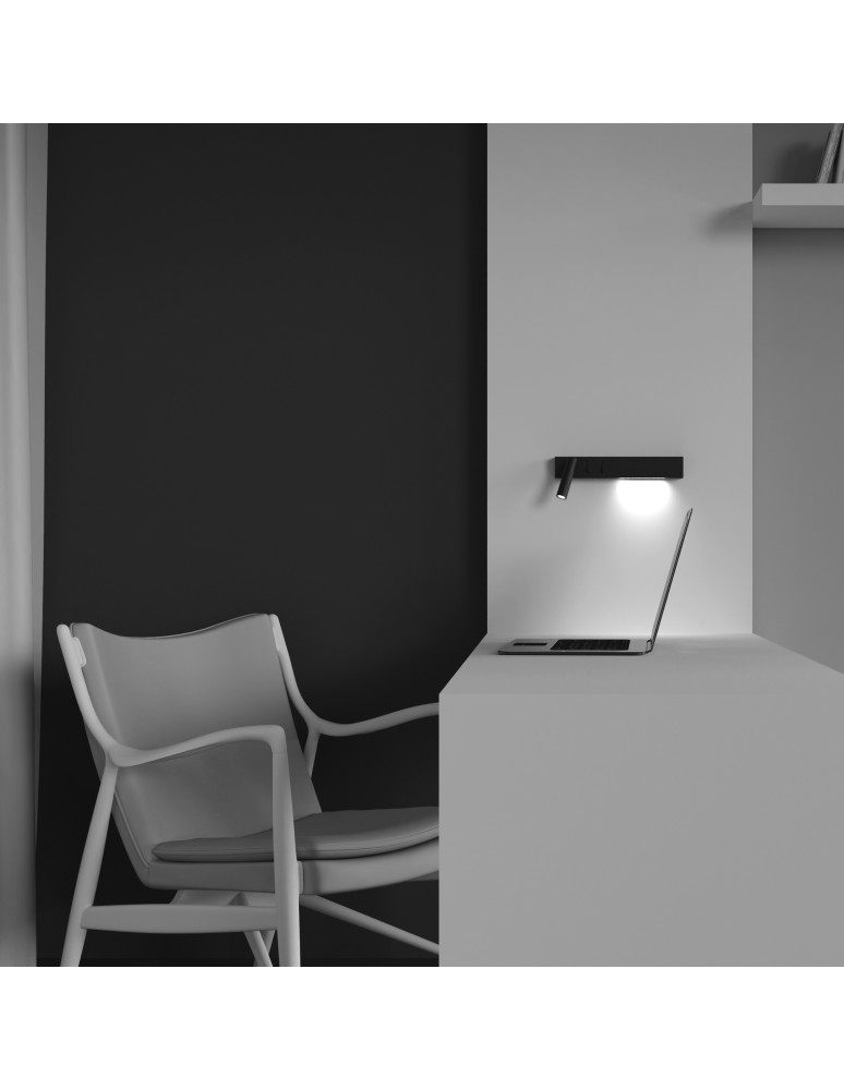 Maytoni Comodo Kinkiet/Ścienna z Włącznikiem Do Czytania LED 8W 500lm 3000K Black C031WL-L8B3K