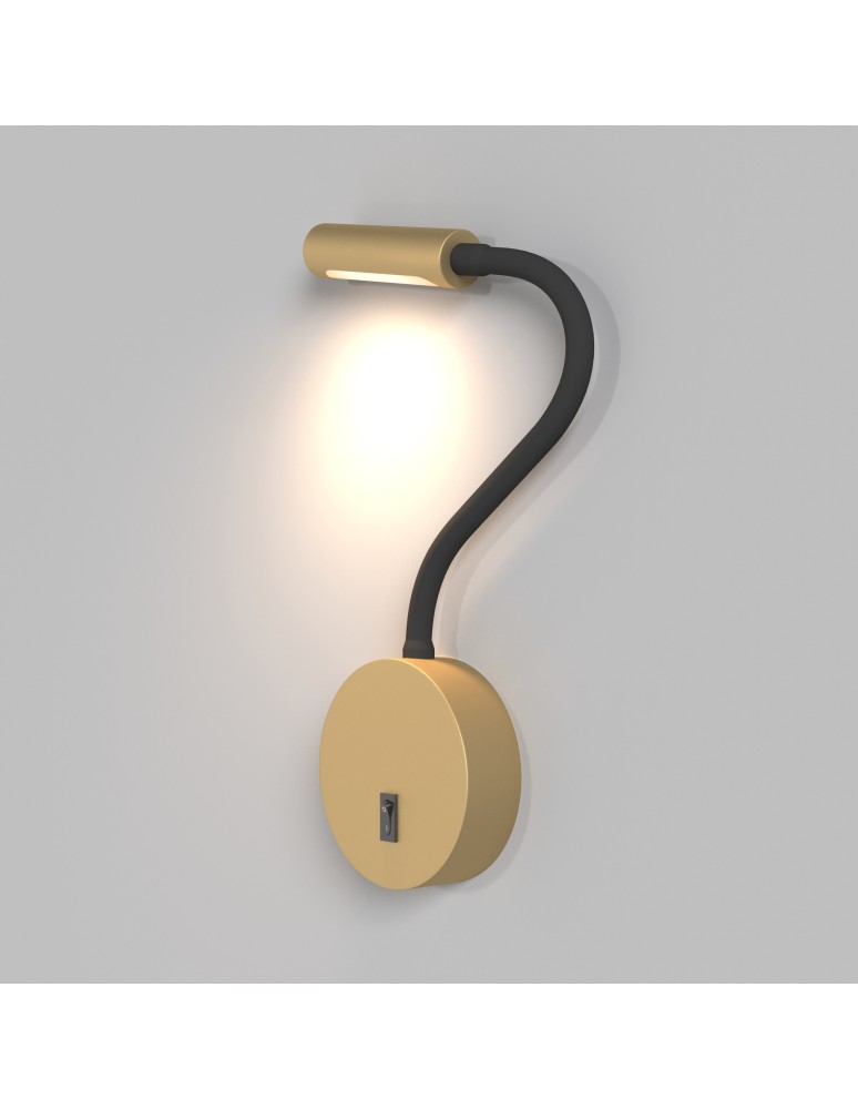 Maytoni Stem Kinkiet/Ścienna z Włącznikiem Do Czytania LED 3W 150lm 3000K Złoty Mat C035WL-L3MG3K Maytoni Stem Kinkiet/Ścienna z Włącznikiem Do Czytania LED 3W 150lm 3000K Złoty Mat C035WL-L3MG3K