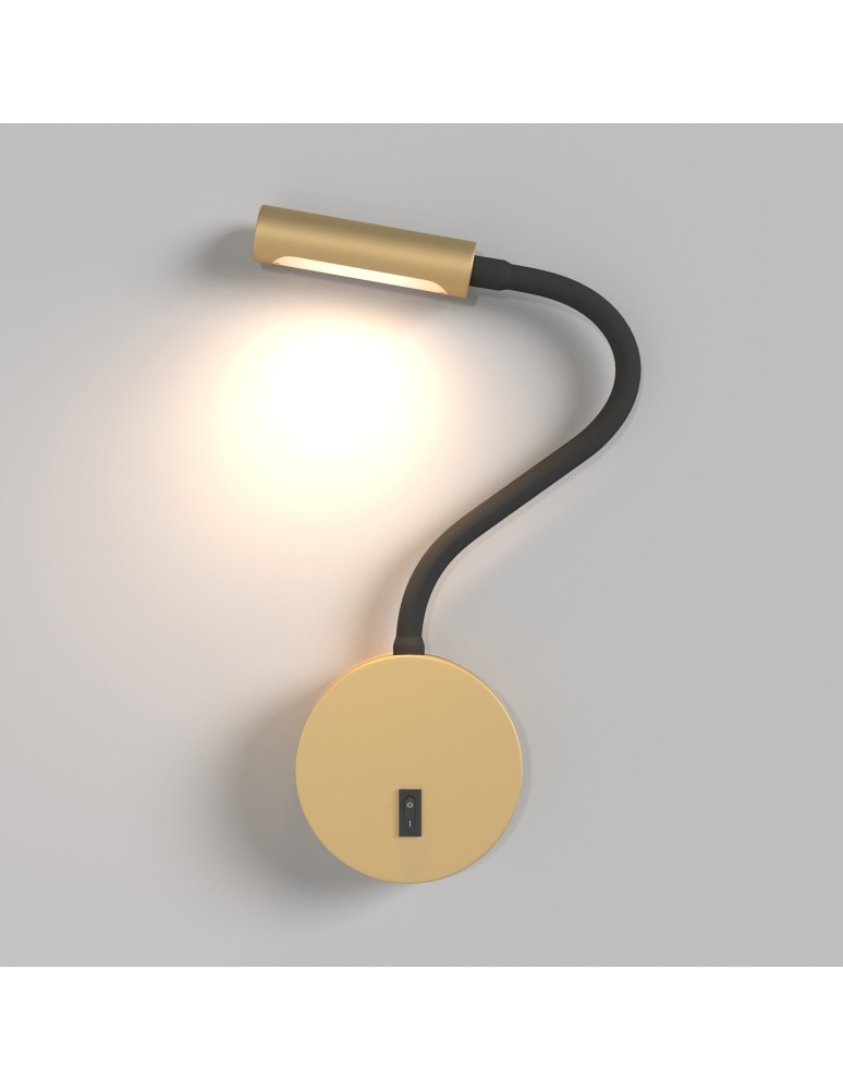 Maytoni Stem Kinkiet/Ścienna z Włącznikiem Do Czytania LED 3W 150lm 3000K Złoty Mat C035WL-L3MG3K Maytoni Stem Kinkiet/Ścienna z Włącznikiem Do Czytania LED 3W 150lm 3000K Złoty Mat C035WL-L3MG3K