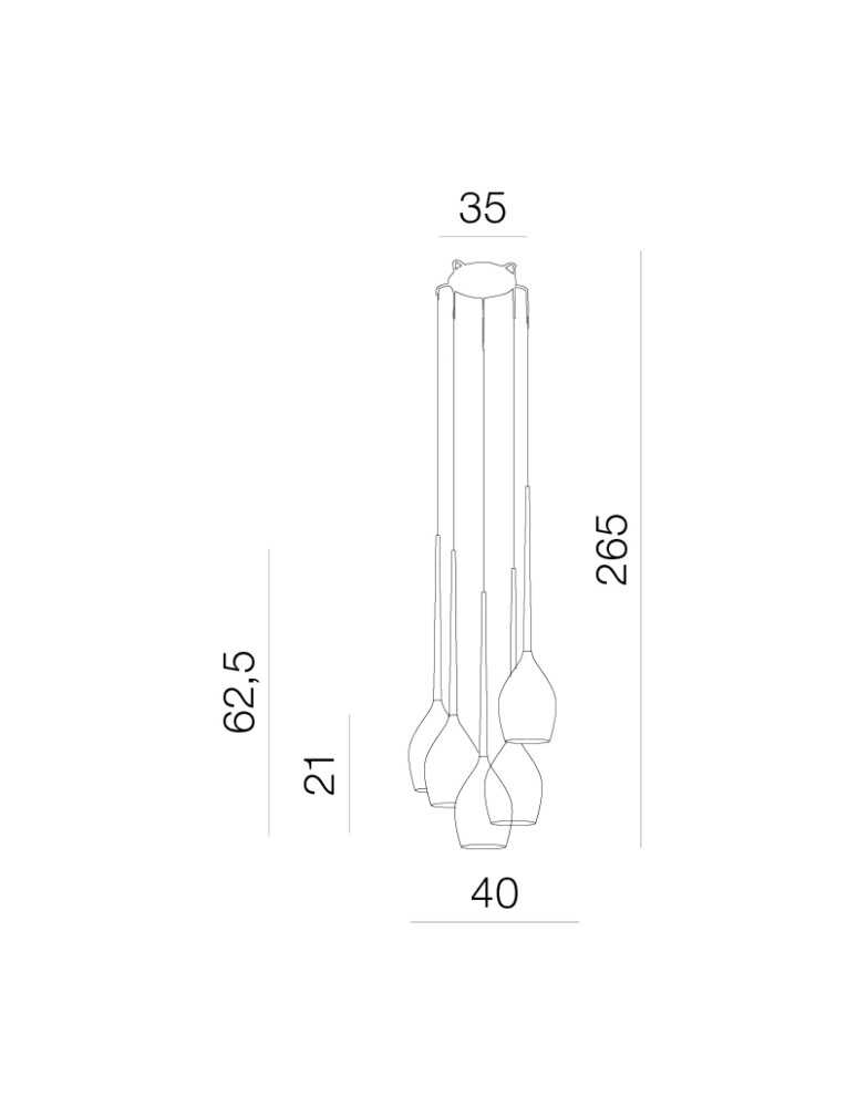 Lampy wiszące - Azzardo IZZA 5 WHITE 5xE14 Wisząca Biały Połysk AZ0311 - produkt kolory-swiatla.pl 2