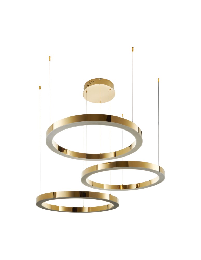 Step Into Design Lampa wisząca CIRCLE 60+80+100 LED złoty połysk na 1 podsufitce DN924-60+80+100 gold Step Into Design Lampa wisząca CIRCLE 60+80+100 LED złoty połysk na 1 podsufitce DN924-60+80+100 gold
