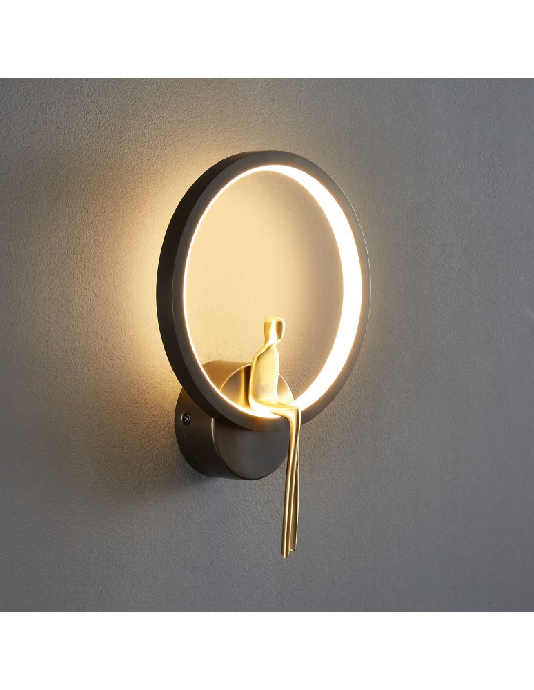 Kinkiety designerskie -  Step Into Design Lampa ścienna AMICI RING LED czarno złota 27 cm ST-B3607 black - product kolory-swiatla.pl 2