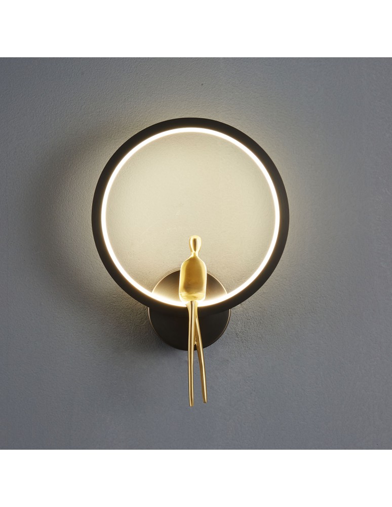 Kinkiety designerskie -  Step Into Design Lampa ścienna AMICI RING LED czarno złota 27 cm ST-B3607 black - product kolory-swiatla.pl 3