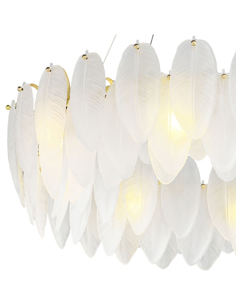 Step Into Design Lampa wisząca PIUMA mosiądz biała 80 cm ST-6289-8